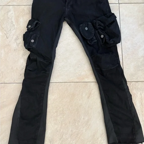 Flared wax denim cargos - Picture 1 of 4